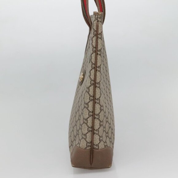GUCCI GG Plus Supreme Web Sherry Line Tote Bag PVC Beige Red Auth bs26416 - Picture 5 of 16
